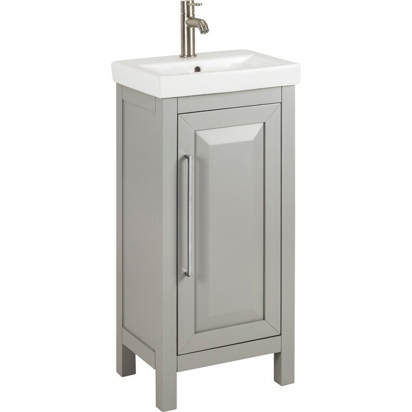 Jeffrey Alexander VAN10-18-T Cade Contempo 18" Free Standing Single Basin Vanity Set with Wood Cabinet and Marble Vanity Top