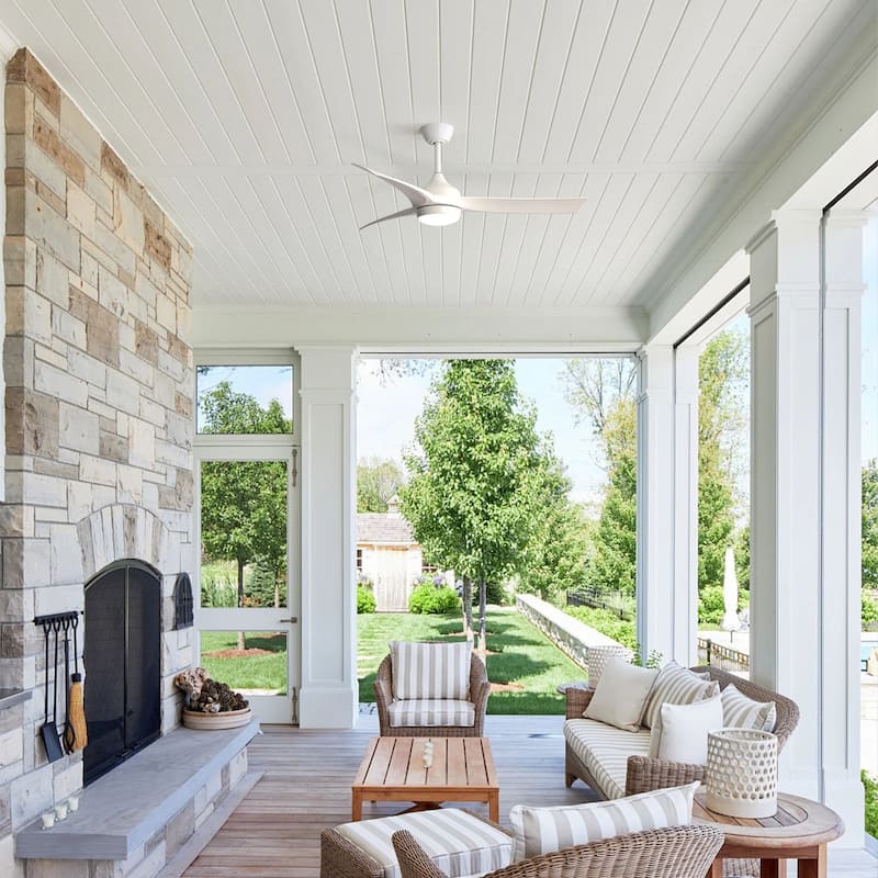 52/60 Inch Ceiling Fan with Integrated LED Light and Remote Control Quiet DC Motor