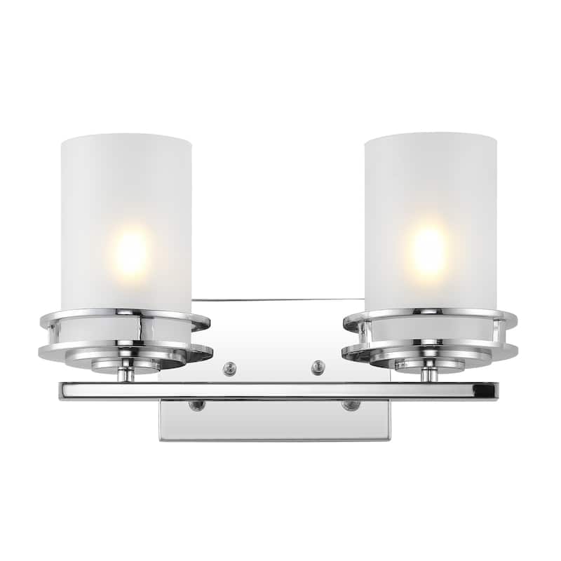 Magnolia 3-Light Metal/Frosted Glass Contemporary Glam LED Vanity Light, by JONATHAN Y