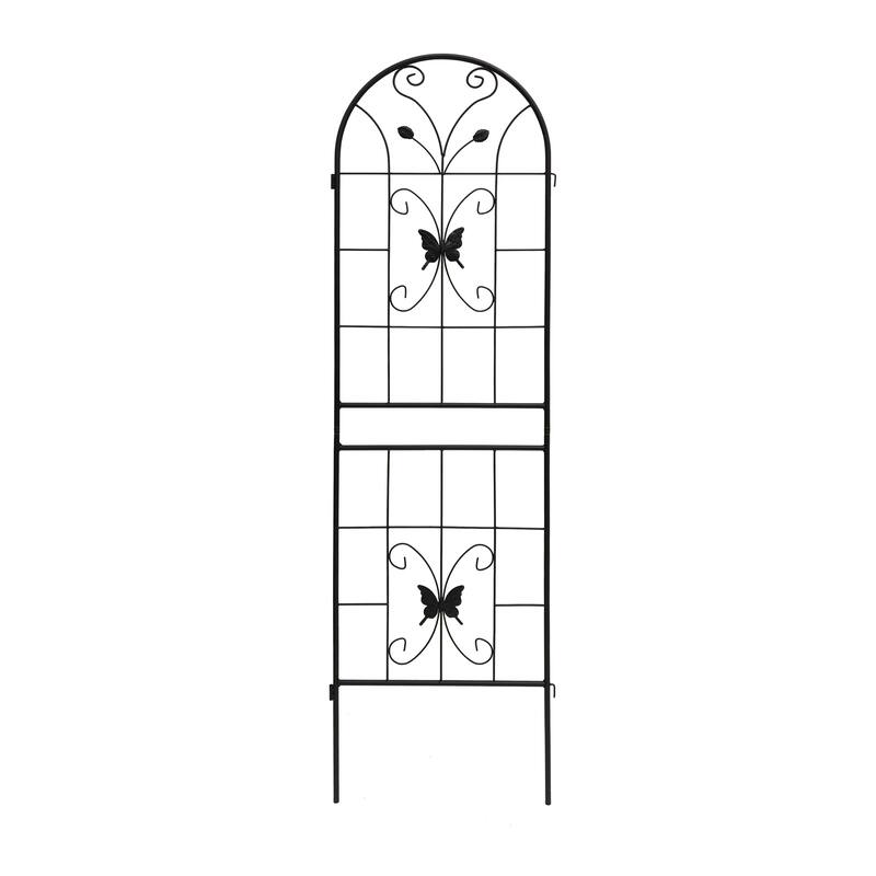 2 Pack Metal Garden Trellis Rustproof Trellis for Climbing Plants Outdoor Flower Support Dragonfly Deco Black