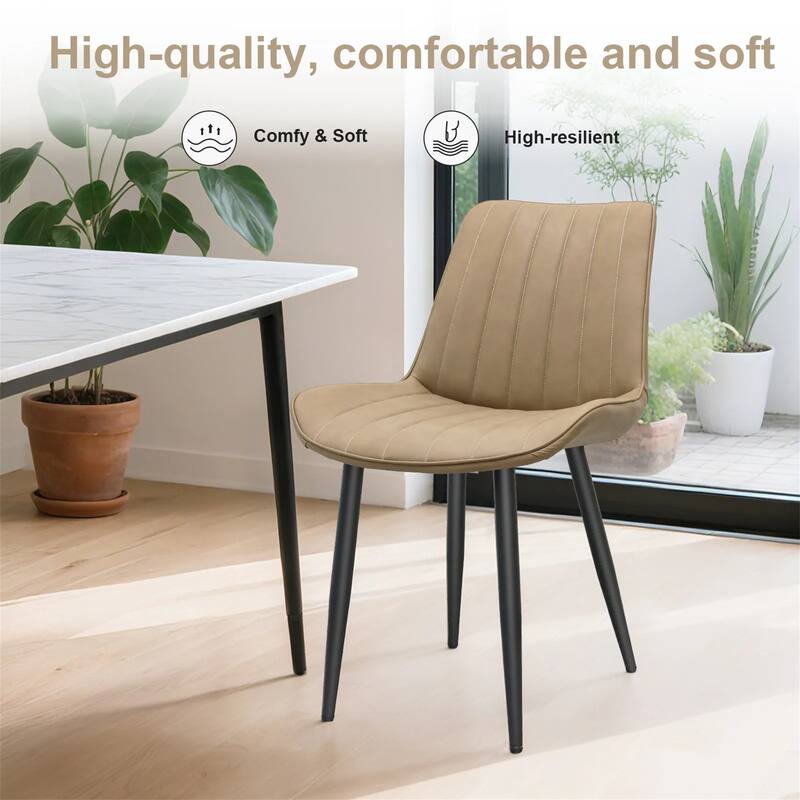 Set of 6 Wave Pattern Upholstered Armless PU Leather Dining Chairs