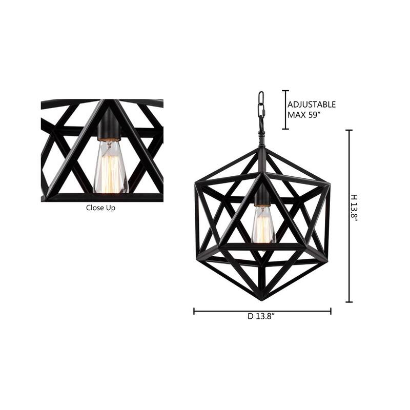 1 Light Black Rustic Cage Single Pendant Lighting