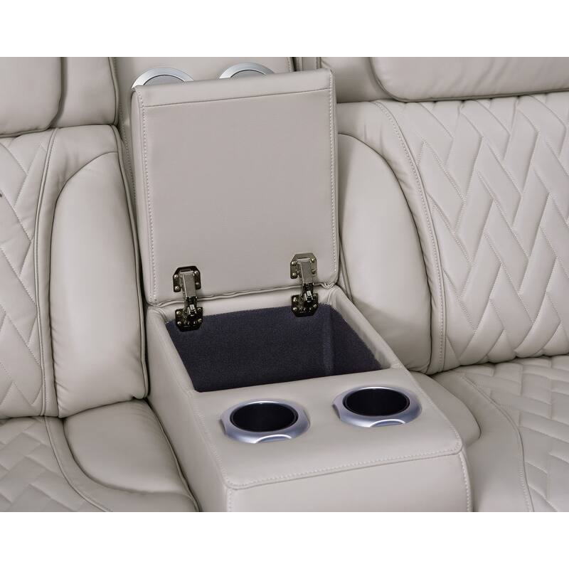 Jazz 74"W Leather Aire Power Reclining Loveseat w/Power Headrest, Bluetooth Speakers, LED, USB Ports, Storage & Cupholders