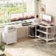 preview thumbnail 2 of 65, Reversible L Shaped Computer Desk with File Drawer & Monitor Stand & Power Outlet & LED Strip, Home Office Desk Corner Desk 72.8'' L - White