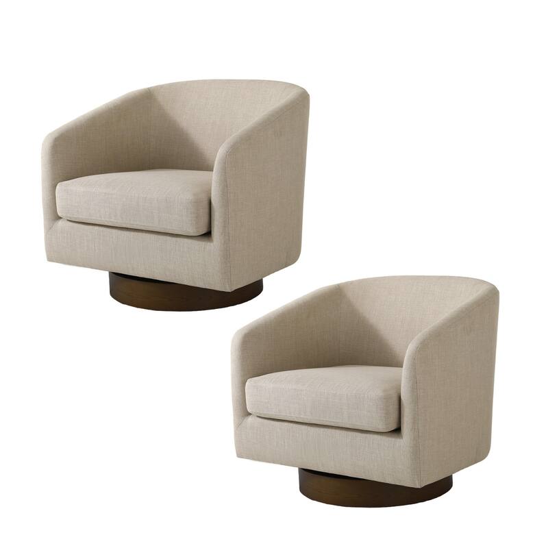 2 Set Modern Wide Round Swivel Accent Barrel Chairs