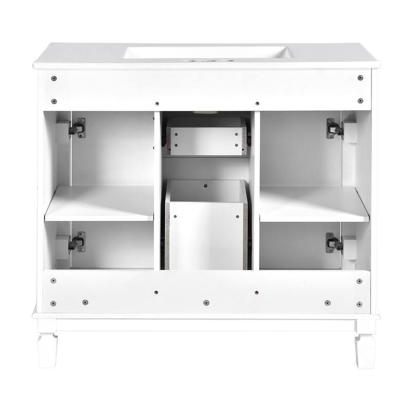 36" Freestanding Bathroom Vanity with White Integrated Ceramic Sink - 35.9'' x 17.9'' x 34''
