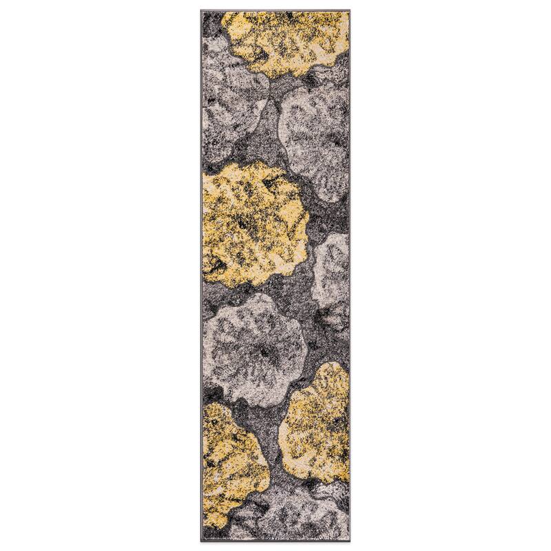 World Rug Gallery Contemporary Floral Design Black Area Rug
