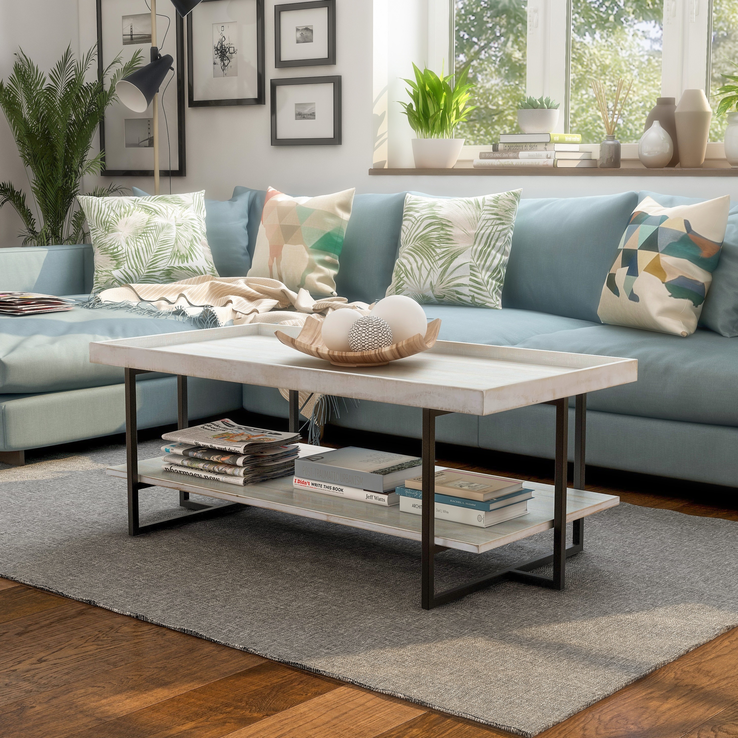 Furniture of America Damara Transitional 47-inch Metal 1-Shelf Coffee Table