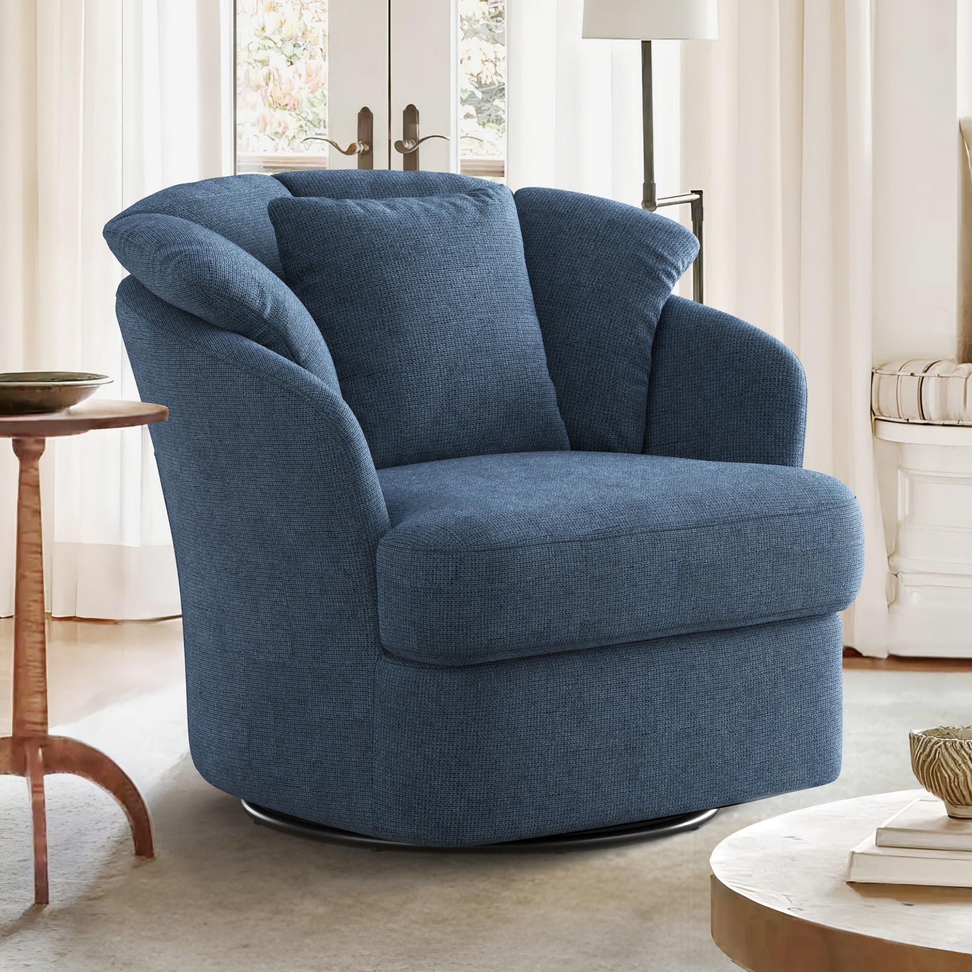 Oversized Swivel Accent Chair, Modern Barrel Chair with Double Cushion