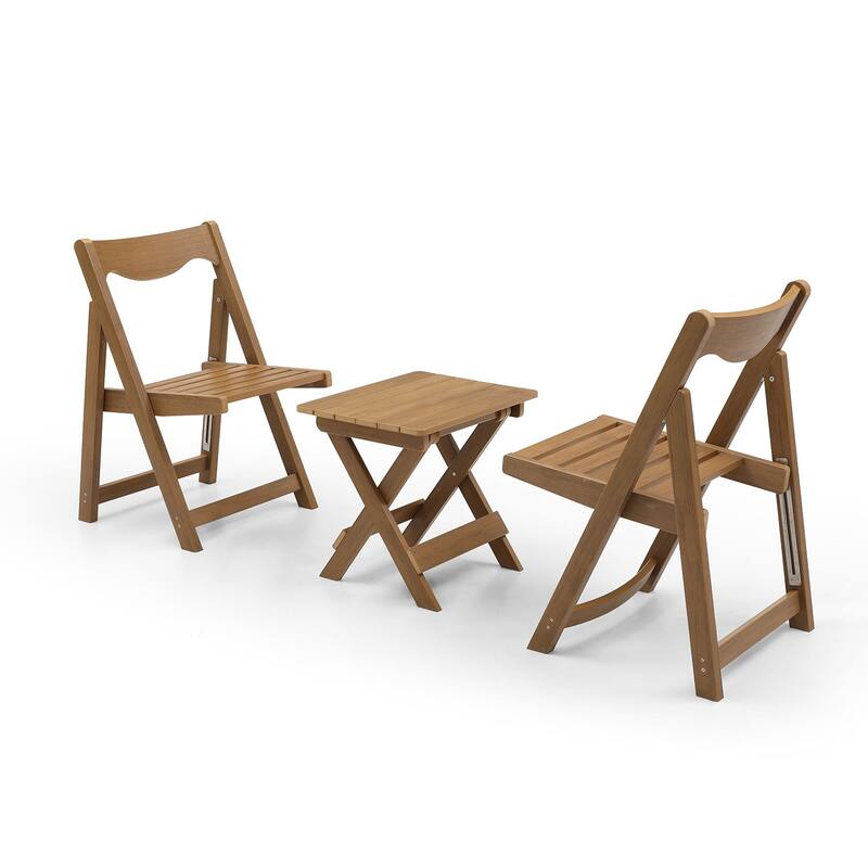 Outdoor Foldable Table Chairs Set (2 Chairs & Table), Set of 3
