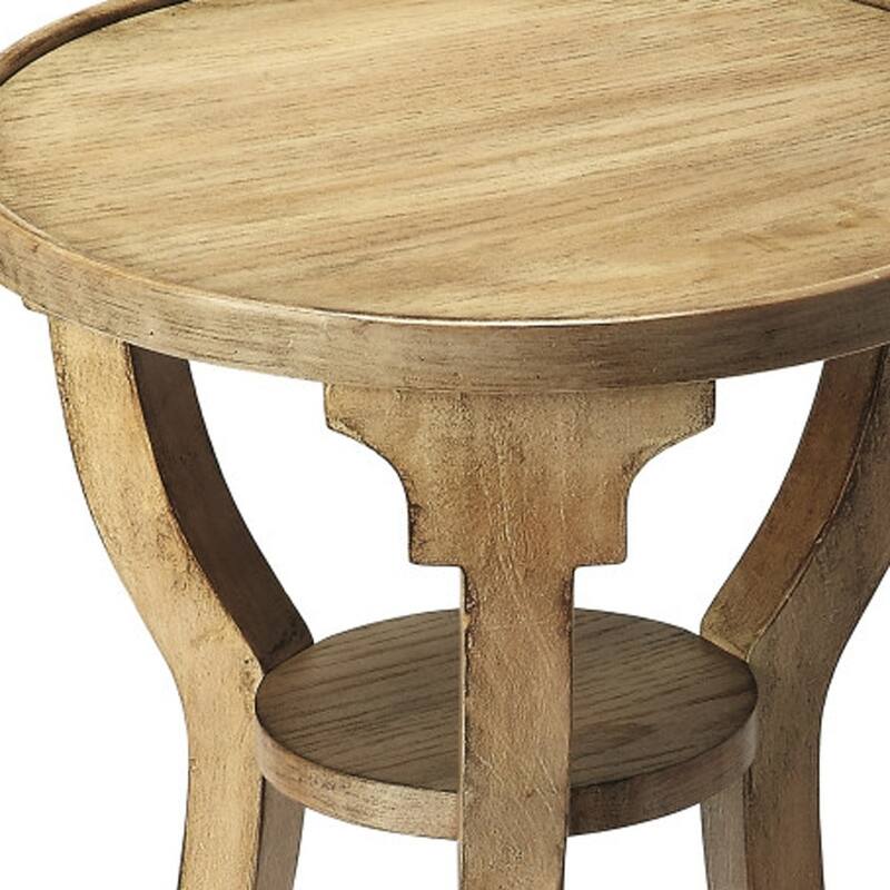 HomeRoots 24" Gray And Driftwood Manufactured Wood Round End Table With Shelf - 15.75