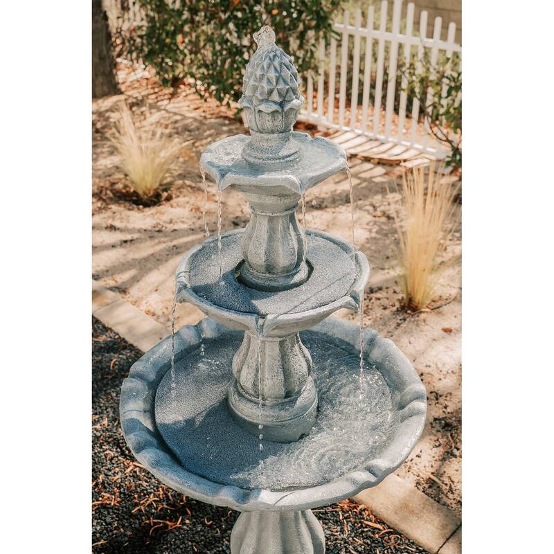 XBrand 51"H Fiber Resin Grey 3-Tier Freestanding Waterfall Fountain