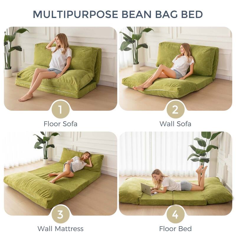 Corduroy Bean Bag Folding Sofa Bed