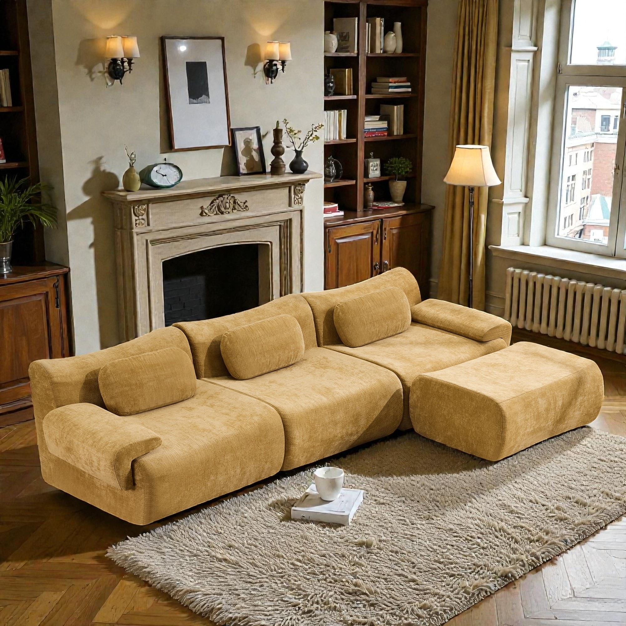 Modular Chenille Sofa Set with Armchair, Extra Large Deep Seat 3