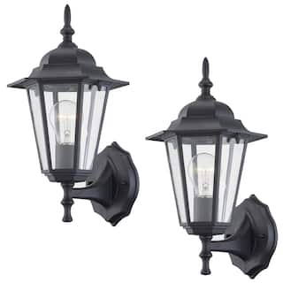 2 Pack 1- Light Textured Black Outdoor Sconce Wall Mount Light