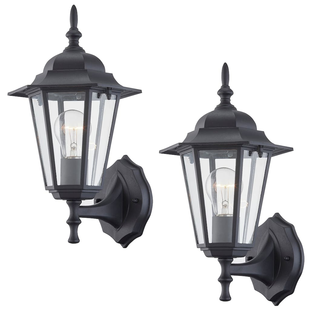 2 Pack 1- Light Textured Black Outdoor Sconce Wall Mount Light