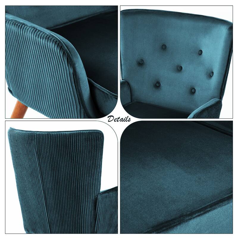 Velvet Upholstered Accent Chair Armchair for Living Room