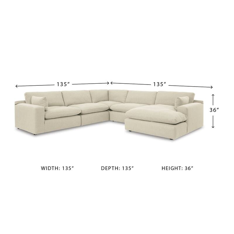 Signature Design by Ashley Elyza Ivory 5-Piece Sectional with Chaise - 135"W x 135"D x 36"H