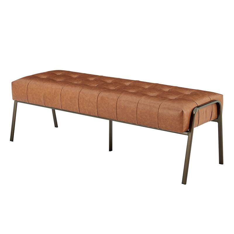 NPD Furniture Venturi Fabric or Faux Leather Tufted Bench