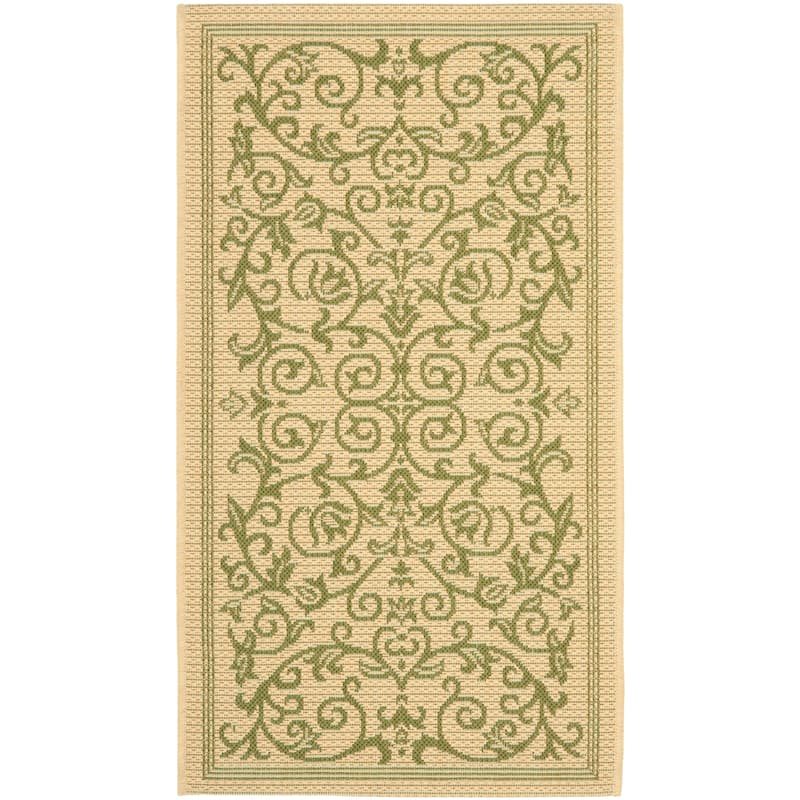 SAFAVIEH Courtyard Clarine Indoor/ Outdoor Waterproof Patio Backyard Rug - 2' x 3'7" - Natural/Olive