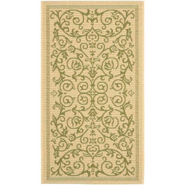 SAFAVIEH Courtyard Clarine Indoor/ Outdoor Waterproof Patio Backyard Rug - 2' x 3'7" - Natural/Olive