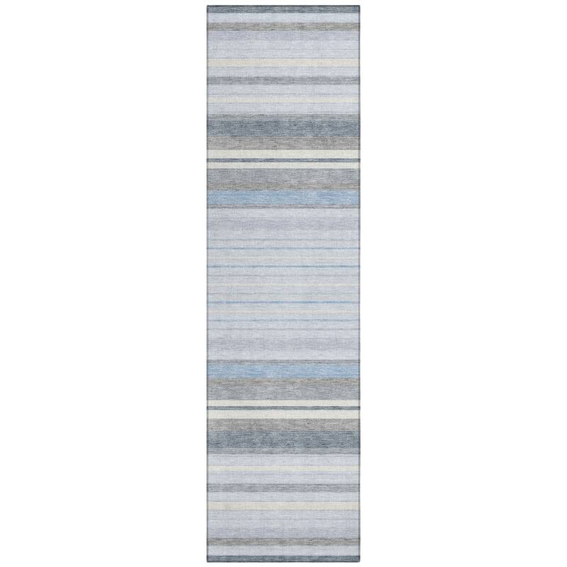 Machine Washable Indoor/ Outdoor Modern Stripes Chantille Rug