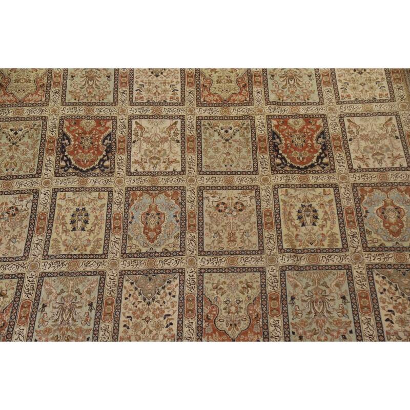 Hand Knotted Oriental 100% Wool Carpet Traditional All-Over Beige & Ivories Tabriz Area Rug - 18' 2'' X 13' 1''