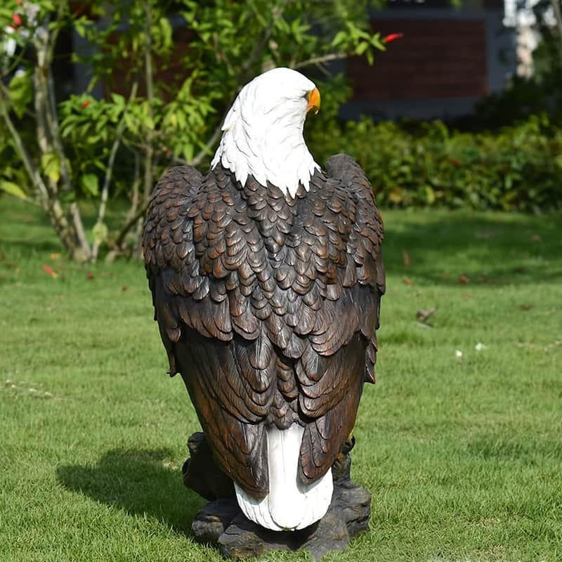 Large Standing Eagle Exhibition Garden Sculpture, 13 X 24.4-inch Bald Eagle Garden Statue, Hand Drawn Eagle Decoration