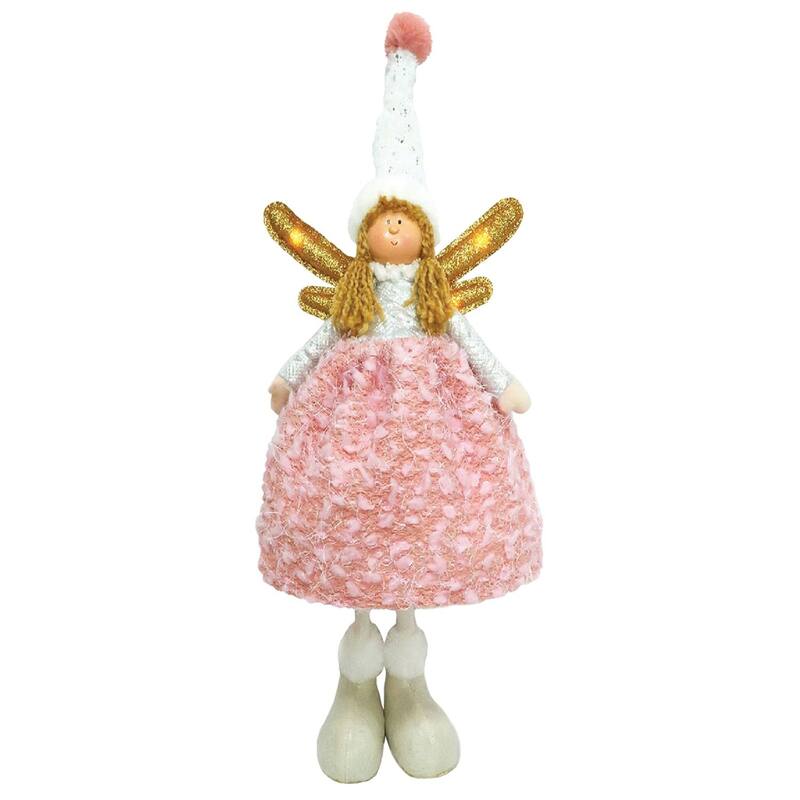 16.5" Pre-Lit Standing Whimsy Angel Christmas Plush