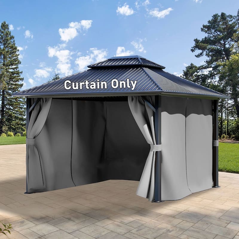 Aoodor Gazebo 12x16 FT Curtain Replacement-Universal 4-Panel Sidewalls, Curtain Only