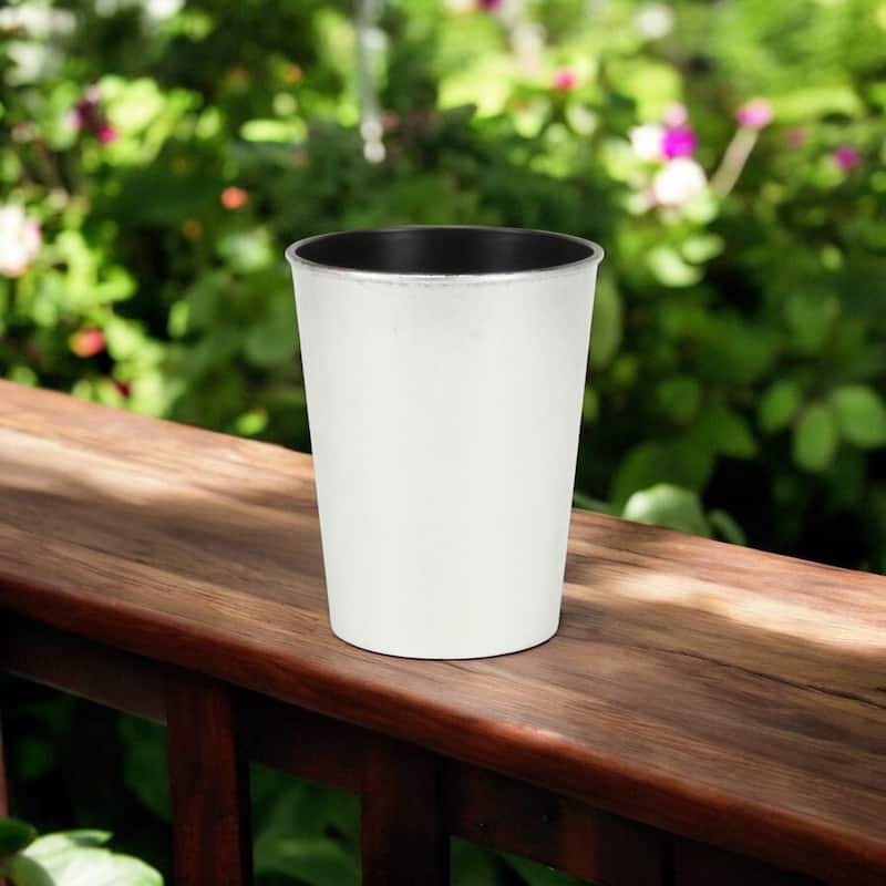 HomeRoots 5" Silver Recycled Plastic Indoor Outdoor Round Pot Planter - Silver