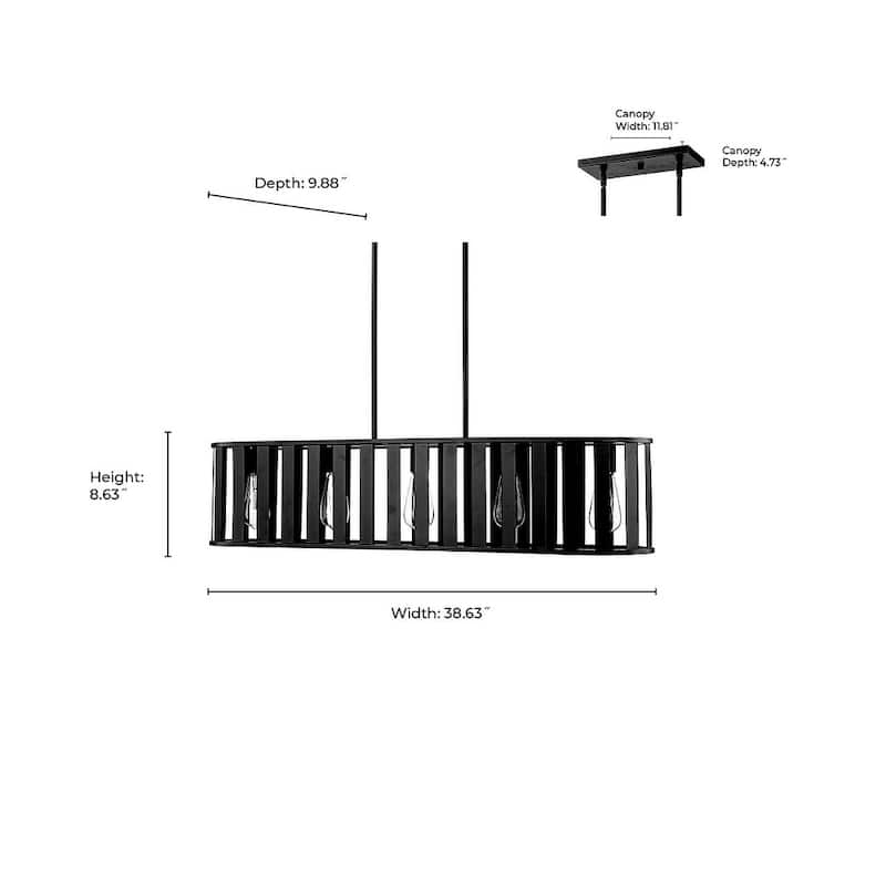 Millennium Lighting 27105 Stella 5 Light 39" Wide Linear Chandelier