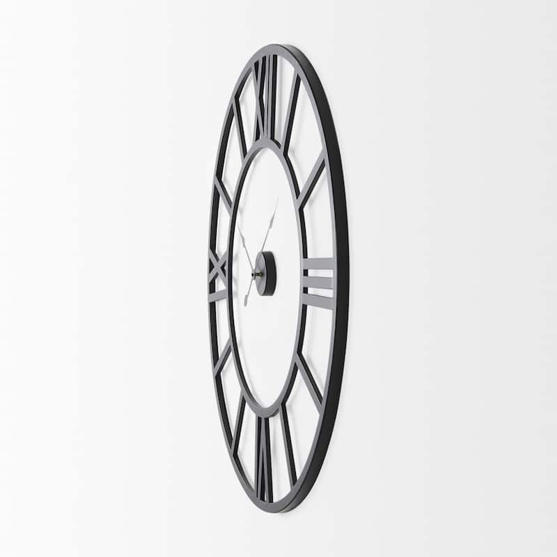 Stoke Matte Black Iron 42" Round Wall Clock - 42.1"W x 2.1"D x 42.1"H