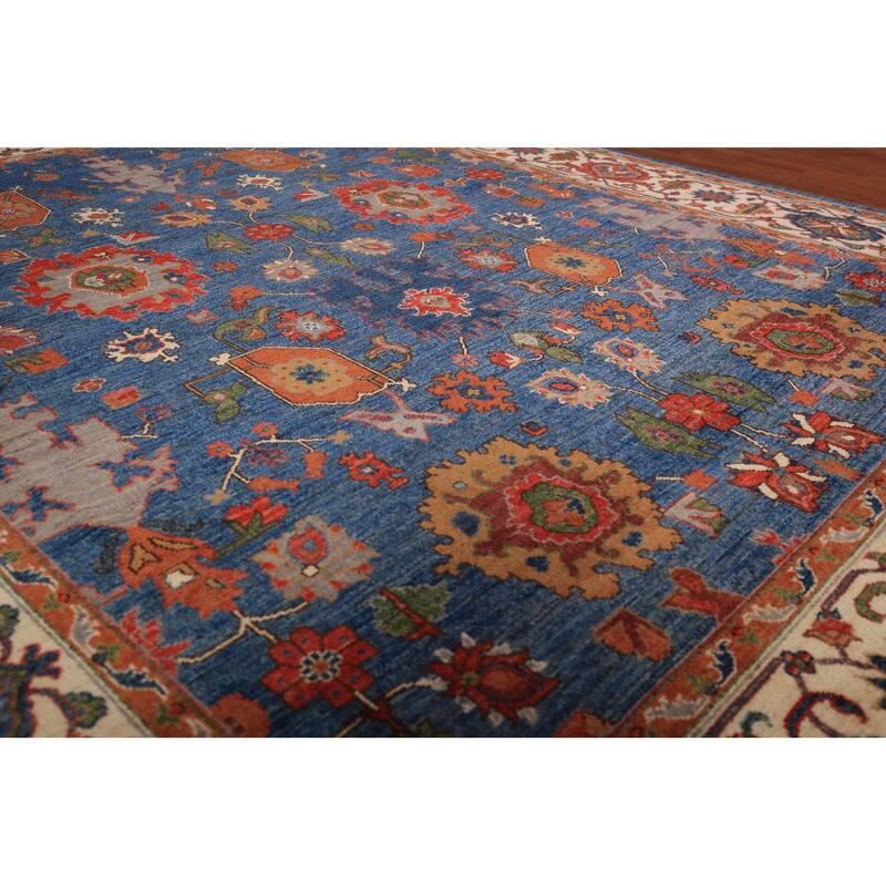 Blue Ziegler Vegetable Dye Area Rug Handmade Wool Carpet - 8'0" x 9'9"