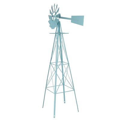 8 Foot Decorative Steel Windmill for Garden Lawn Patio Outdoor Decor Functional Wind Direction Indicator Weather Resistant