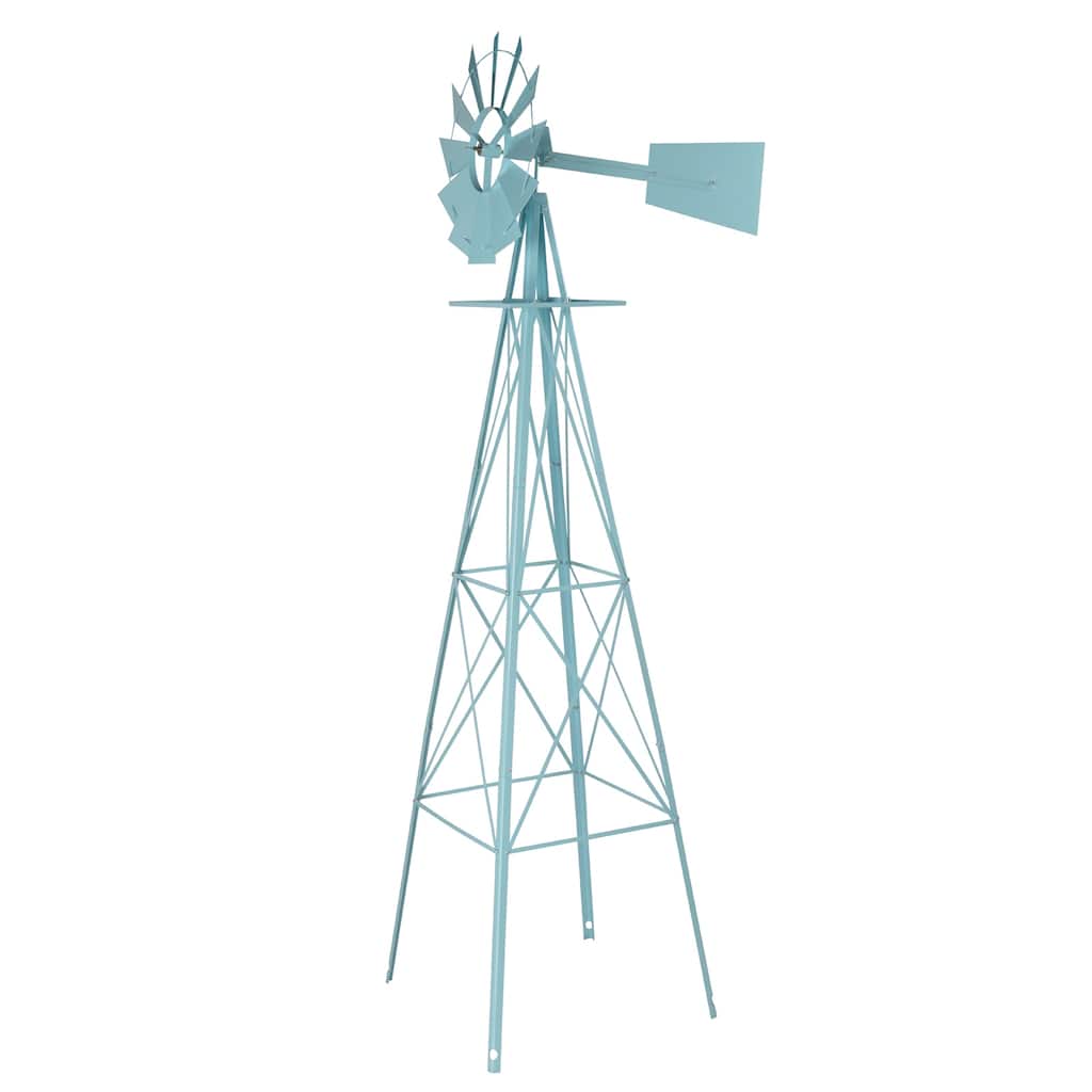 8 Foot Decorative Steel Windmill for Garden Lawn Patio Outdoor Decor Functional Wind Direction Indicator Weather Resistant