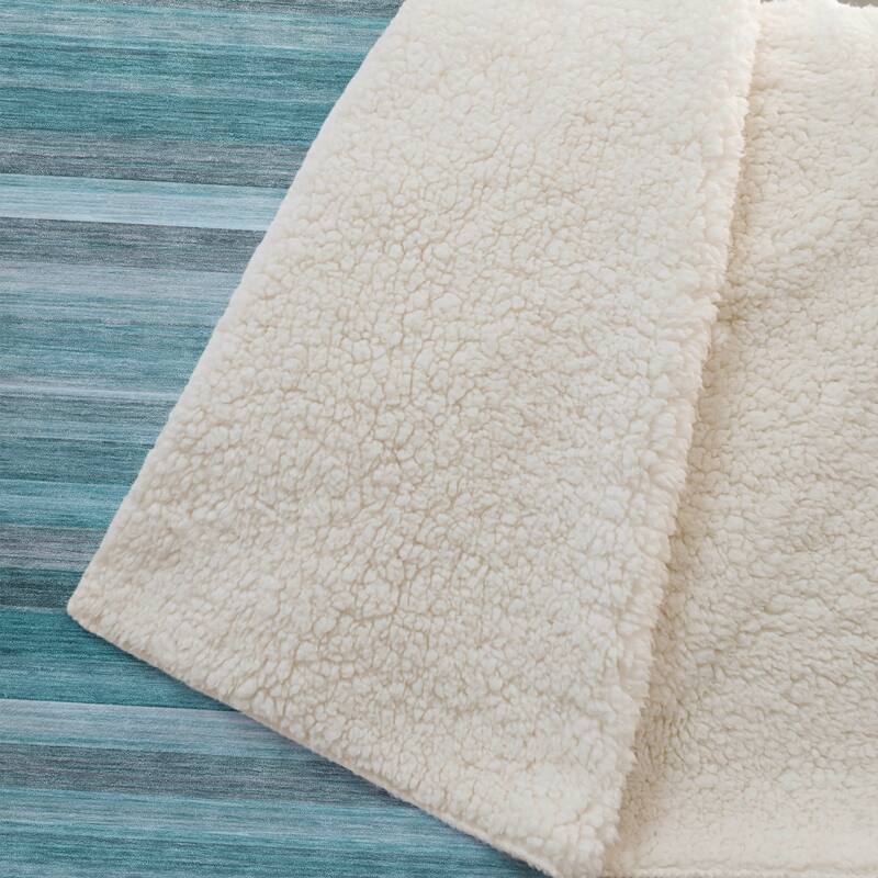 Premium Machine Washable Ombre Stripe Sherpa Throw Blanket