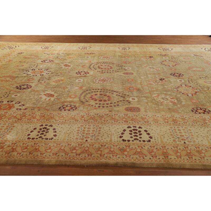 Floral Tabriz Oriental Large Rug Hand-Knotted Wool Carpet - 12'2"x 17'10"