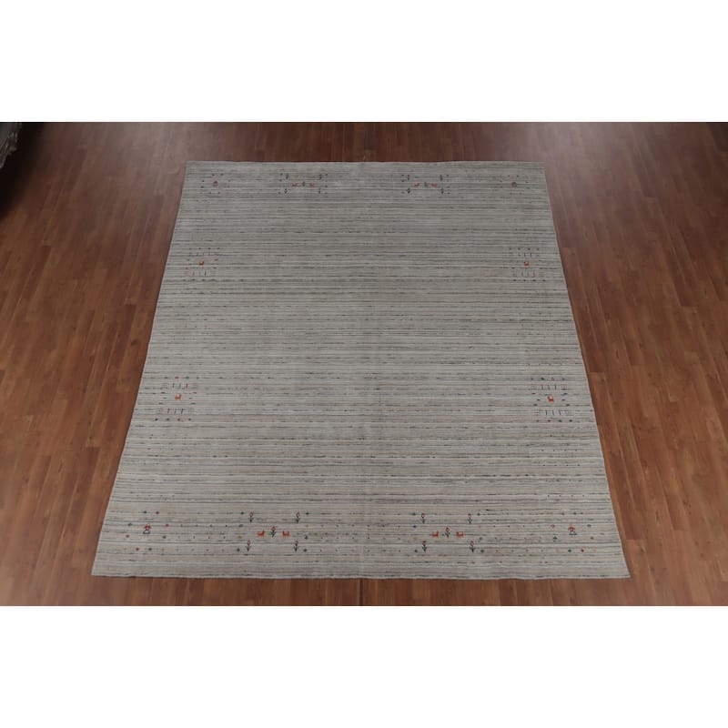 Hand Knotted Oriental 100% Wool Carpet Tribal Animal Pictorial Beige & Ivories Gabbeh Area Rug - 10' 0'' X 8' 6''