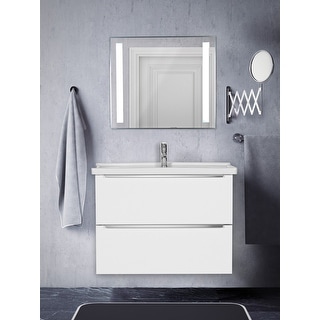 Giallo Rosso Argento 32 Inch Modern Design Wall Mounted Bathroom Vanity ...