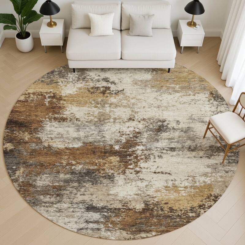 Premium Washable Super Soft Abstract Casual Mayfield Rug - Brown - 8' x 8'