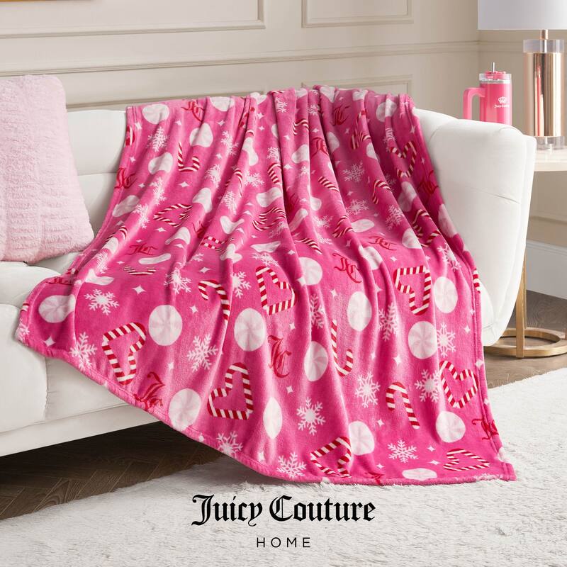 Juicy Couture Holiday Plush Throw Blankets