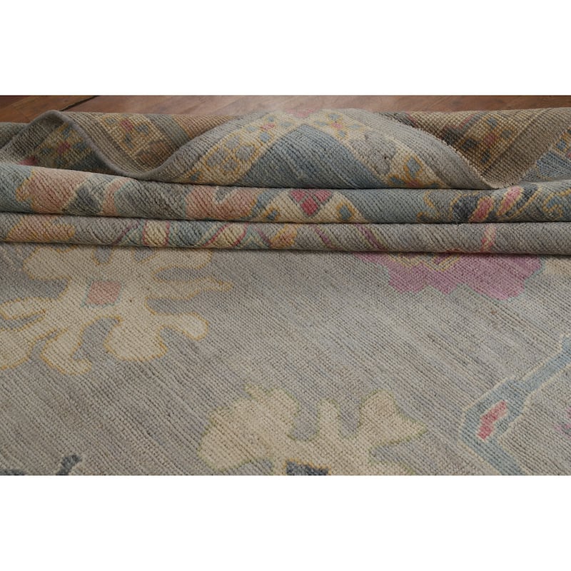 Hand Knotted Oriental 100% Wool Carpet Transitional All-Over Greys & Charcoal Oushak Area Rug - 11' 9'' X 9' 4''