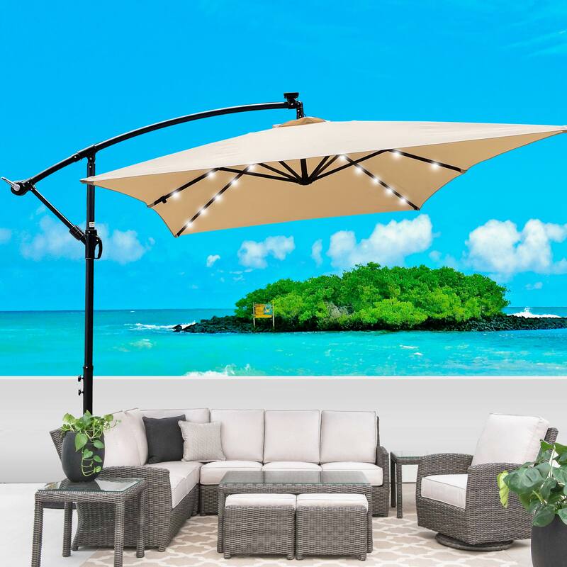 Rectangle 2x3M Outdoor Patio Umbrella Solar Powered LED Lighted