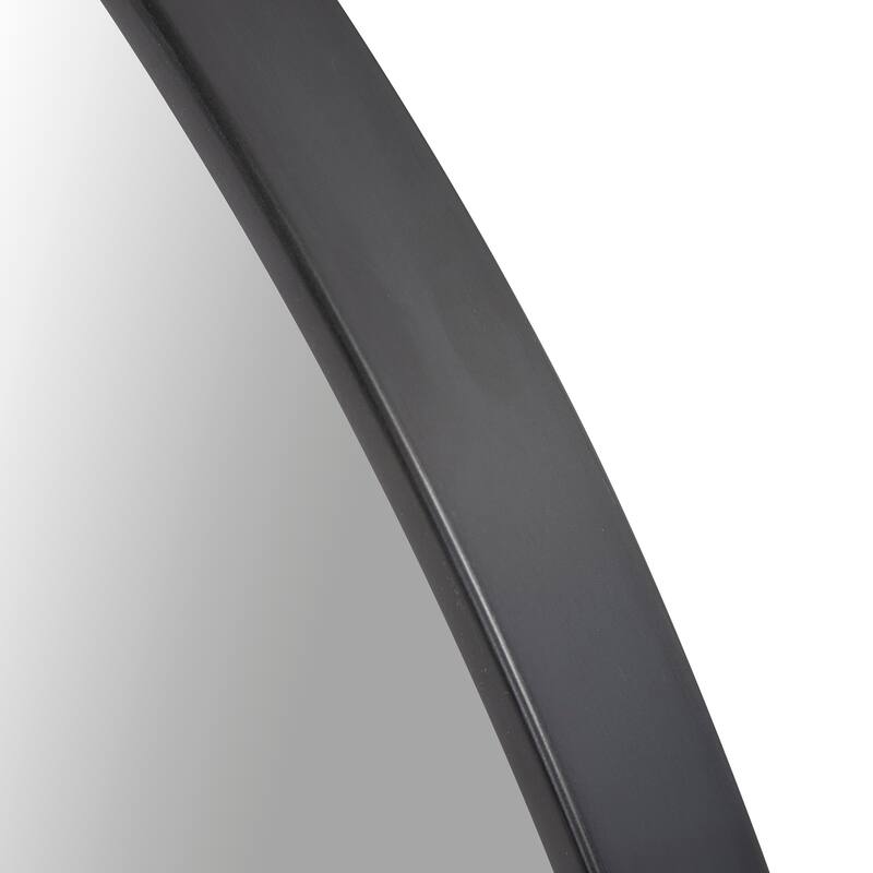 Allan Andrews Brushed Black Round Stainless Steel Framed Vanity Mirror - 30"D