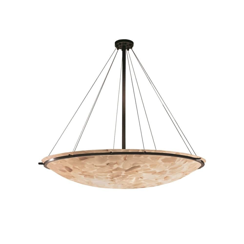 Alabaster Rocks! 60-inch Dark Bronze Round Pendant Bowl with Ring, Alabaster Rocks Shade