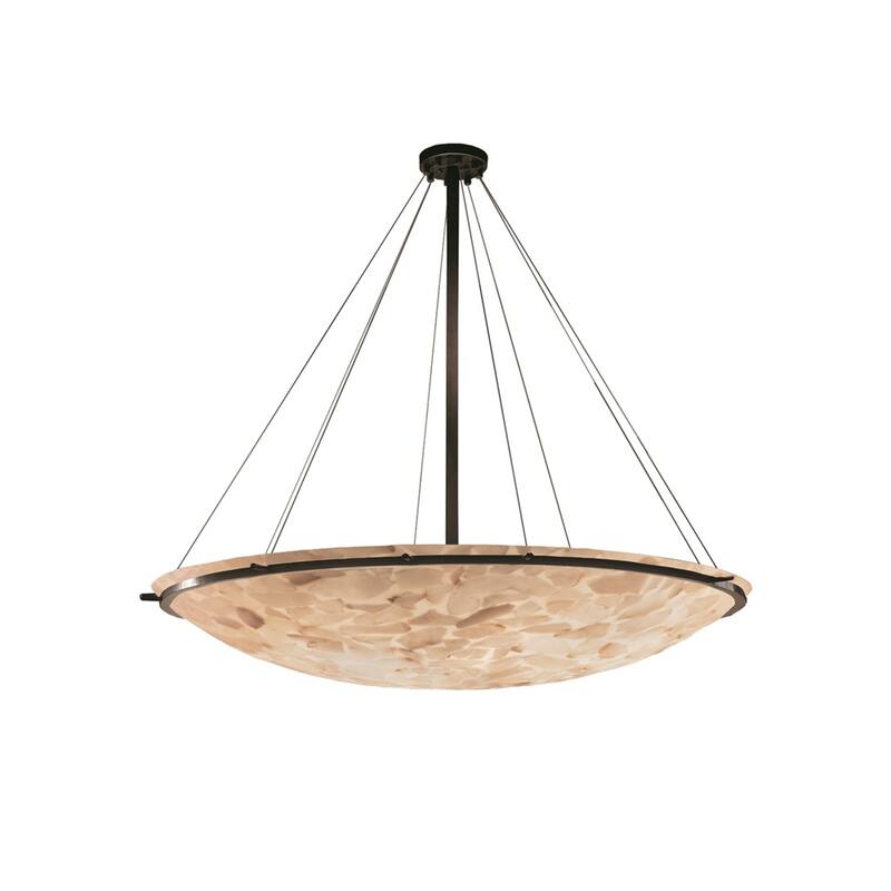 Alabaster Rocks! 60-inch Dark Bronze Round Pendant Bowl with Ring, Alabaster Rocks Shade - Dark Bronze