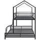 preview thumbnail 9 of 7, Convertible Twin-Full Bunk Bed w/Roof, Ladder and Guardrails - Black