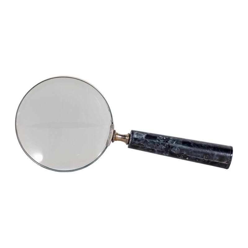 Resin Decorative Object Magnifying Glass Marbled Handle - 1" Black - 4" x 9" x 1"