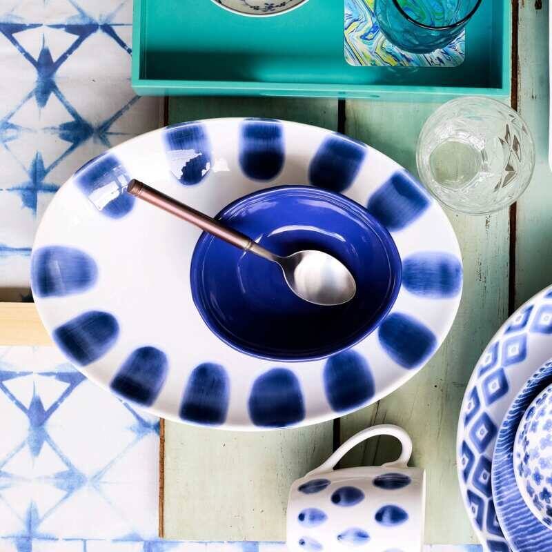 viva by VIETRI Santorini Dot Small Oval Platter